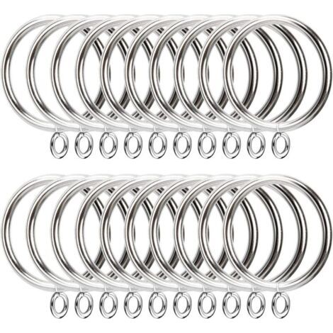 50 anelli per tende in metallo, diametro interno 38 mm, anelli per appendere tende color argento, anelli per tende in metallo argentato per finestre, porte e tende da doccia. (1/4)