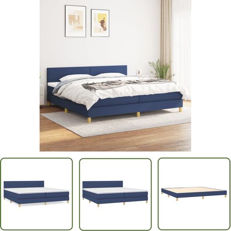 The Living Store Boxspringbett mit Matratze Blau 200x200 cm Stoff - Boxspringbett - Doppelbett - Schlafsystem - Bettenrahmen - Blau (1/5)