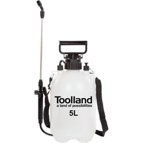 Toolland Drucksprüher, Lanze, einstellbare Düse, Skala, Tragegurt, 5 Liter, Pumpensystem, Weiß/Schwarz