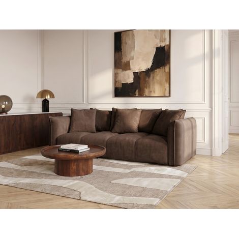 BOBOCHIC - Canapé droit fixe 3 places assise profonde HARLEM Marron (1/5)