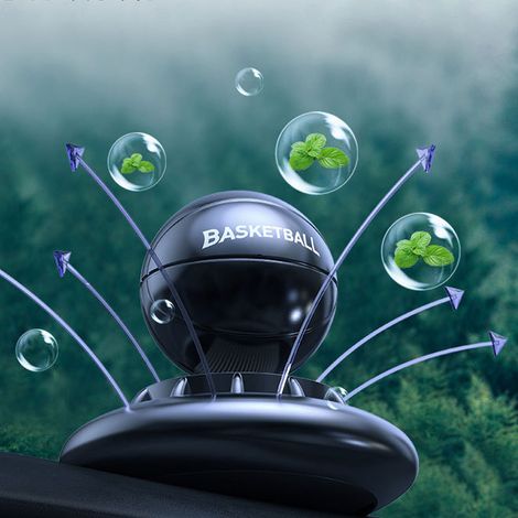 Décoration auto parfum solaire rotatif ballon en alliage résistant, noir brillant élégant, désodorisant véhicule design sportif (1/5)