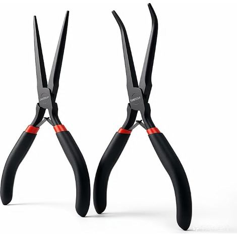 6 Inch Mini Fine Nose Pliers Set 2 Long Reach Bent Nose Pliers for Jewelry Making Craft Repair and Wire Winding (1/5)