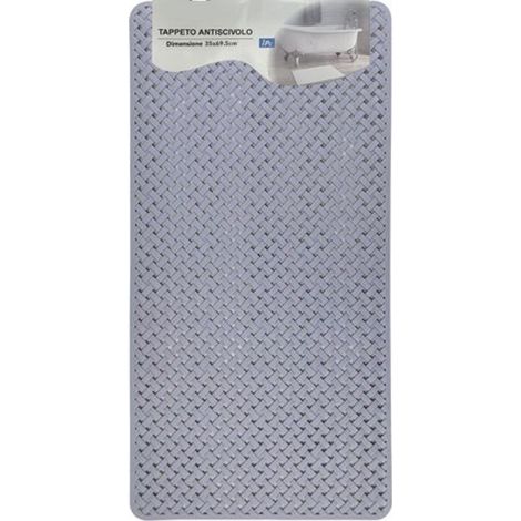TRADE SHOP - Tappeto Antiscivolo Effetto Intrecciato Grigio Per Vasca Da Bagno Doccia 35x69.5cm 10796 -