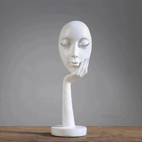 37CM Thinker Face Mask Ornament Figurine Statue Sculpture, White (1/4)