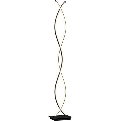 Lampadaire sur pied salon, lampe salon 3 niveaux de luminosité réglables à double spirale avec interrupteur à pied, noir