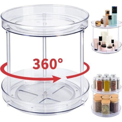 Estante giratorio de 2 niveles para especias de armario de cocina, para nevera, 23 cm (1/4)