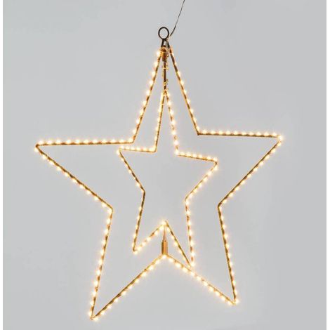 Etoile lumineuse double orientable 70CM 260 LED blanc chaud cable cuivre structure métal marron Lotti