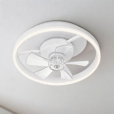 Modern 20" Deckenventilator mit LED, dimmbar, 6 Stufen, leiser DC-Motor, Fernbedienung – für Wohnzimmer, Schlafzimmer, Küche & Büro - Weiß (1/5)
