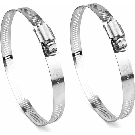 2er-Pack sortierte 91-114-mm-Rohr- und Schlauchklemmen, verstellbare Rohrverbindungsklammer mit Schneckenantrieb, Edelstahl 304 für Garten, Pool, Maschine