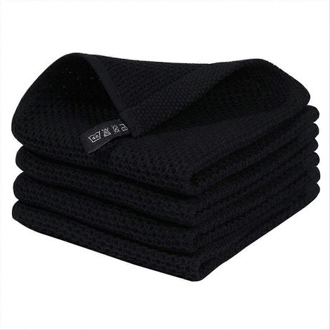 Waffle tissage cuisine Dish chiffons Drying Dish serviettes noir (1/5)