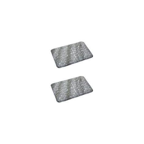 2 Tapis Relief Antidérapant 60x40 cm - Mousse à Mémoire de Forme - Motif Galets