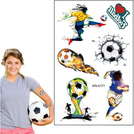 KOWOLL Autocollants de football pour bouteilles d'eau, autocollants sportifs  Lot de 10 autocollants de football imperméables, autocollants pour le visage et le corps (1/5)