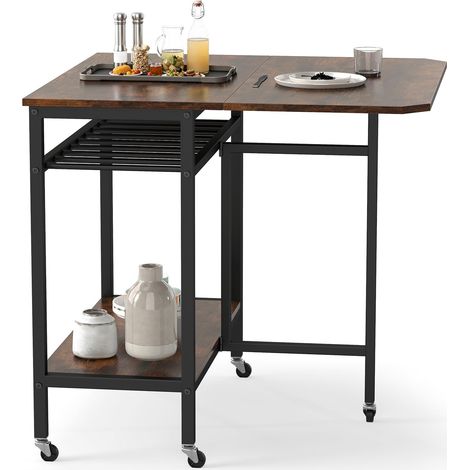 COSTWAY Tavolo da Pranzo Pieghevole 2-4 con Ruote Bloccabili e Ampio Piano (1/5)