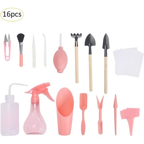 Outils de plantation succulents, Mini-outil � main de jardin, 16 pi�ces, pelle r�teau, pincettes et bouilloire pour planter des plantes succulentes, outils pour bonsa� (1/5)