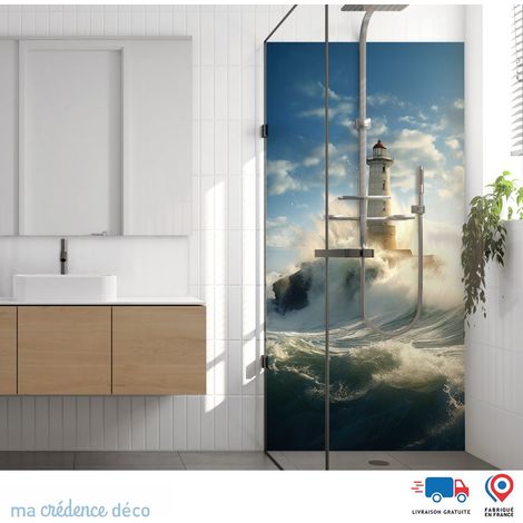 Panneau de douche : Phare dans la tempête - Couleur bleu roi - Alu composite - 100 - 245 (1/3)