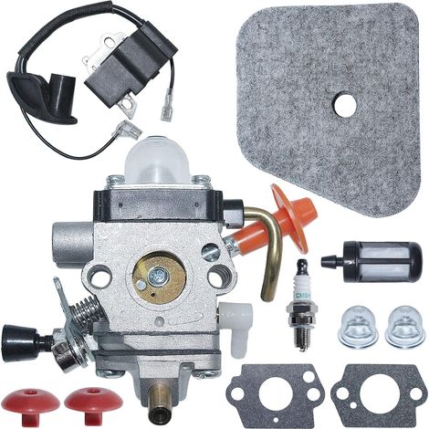 Bobine d'allumage du carburateur Filtre à air pour Stihl FC90 FS90R FS100R FS110R FS130R, Carburateur, Joint, Clapet anti-retour, Ampoule de démarrage, Bougie, 1x filtre à air, 1x filtre à carburant, (1/5)