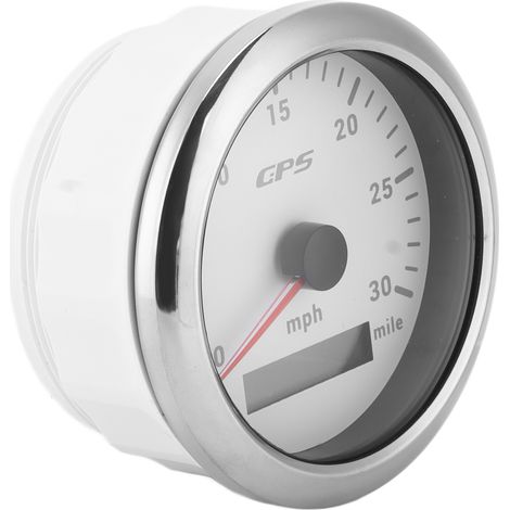 Compteur GPS 3.3 pouces 0-30 MPH/H Jauge de vitesse Rétroéclairage Multicolore Étanche IP67 pour Voiture Camping-car Bateau Yacht Cadran Blanc (1/5)