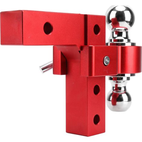 Adecuado para enganche de remolque de doble bola ajustable rojo de 6 pulgadas, compatible con receptor de 2 pulgadas.