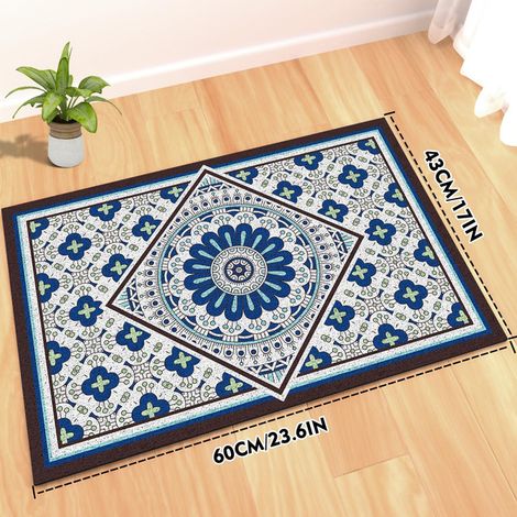 Tapis de Litière pour Chat Imperméable et Antidérapant Design Mandala Tapis de Sol Lavable pour Animaux de Compagnie Combinaison Confortable PVC 60x43cm (1/4)