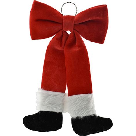 Fiocco Rosso puntale per albero di natale Gambe pensolanti Babbo Natale fuoriporta Decorativo (1/5)