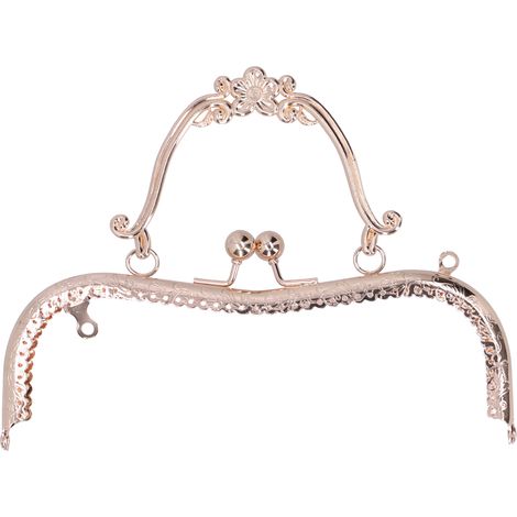 Cadre de sac métallique vintage, fermoir baiser, poignée ornée, accessoire de quincaillerie 20,5 cm, or B01-029—00549 (1/5)