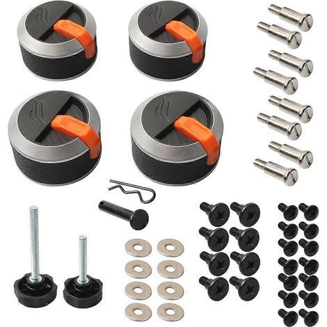 Kit de boutons de commande pour plaque de cuisson Blackstone 2177 de 91 cm (36 pouces), comprenant 4 boutons de brûleur et la visserie, ainsi qu'un bouton de commande pour le gril. (1/4)