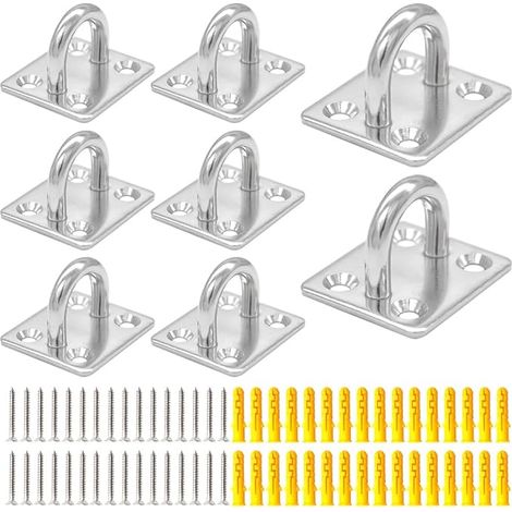 Set di 8 ganci appendiabiti M6 in acciaio inox 304 per parete, soffitto, amaca, gancio per appendere a parete e soffitto, con viti (U/M6/FXG) (1/5)