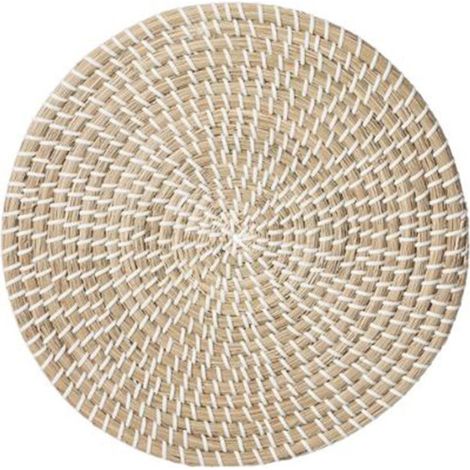 Set de Table Déco en Osier "Vannerie" 35cm Blanc (1/3)