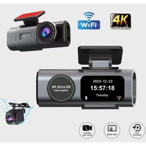Dashcam Voiture 4K+1080P, Dash Cam avec écran IPS 1.47'', WiFi & GPS & App, Camera Voiture Grand Angle 170°, Vision Nocturne, WDR, G-Capteur, 24H Mode Stationnement, Enregistrement en Boucle
