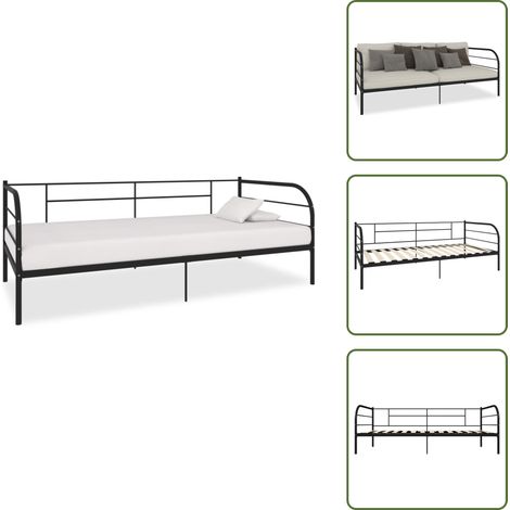 The Living Store Estructura de cama sin colchón metal negro 90x200 cm - Sofá cama