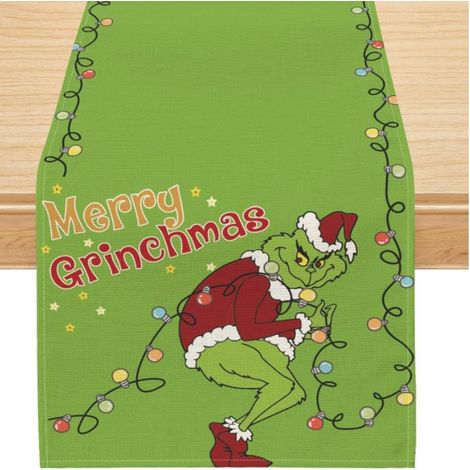 Chemin de table de Noël, nappe longue festive, imprimé style Noël, convient pour la maison, la salle à manger, le salon, la table à manger et la table basse - 180 x 30 cm (matière polyester) - 27