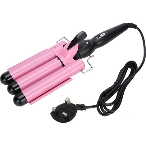 Bigoudi 3 barils fer à friser réglable - Lisseur ondes crimper professionnel 110-240V fiche UK 28mm (1/5)