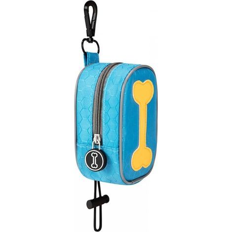 Dog waste bag dispenser with zipper for walks and errands (bags not included), sky blue - AquaForge