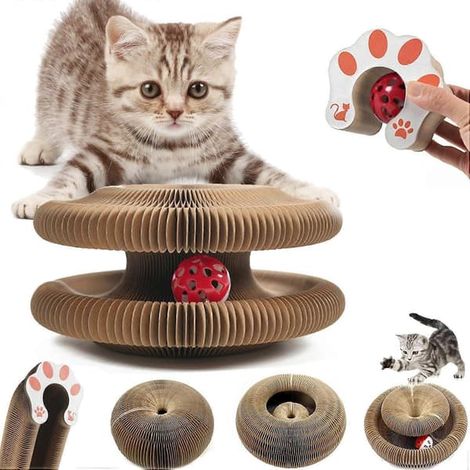 BelleRise - Jouet pour chat Kitty Kurlz - Griffoir magique en forme d'orgue, tapis à griffer interactif, jouet pliable en accordéon pour chat (1/5)