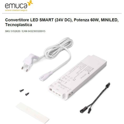 ALIMENTATORE 24V-60W TERMOPLASTICA CON INGRESSO SENSORE E CAVO SPINA EMUCA MINILED (1/3)