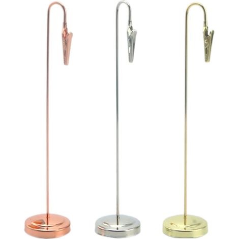 Lot de 3 porte-notes de bureau avec pince à mémo en métal pour affichage de messages. (1/5)