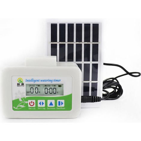 Système d'irrigation goutte à goutte automatique, minuteur à énergie solaire - Kit réglable avec buse d'arrosage, pour plantes d'intérieur et de jardin (1/5)