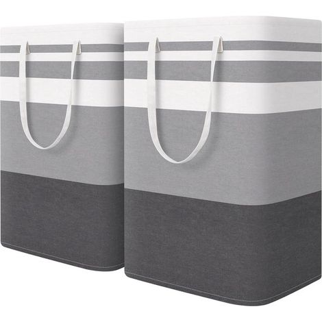 Cesta de ropa grande - 75 litros - juego de 2 - gris - plegable (1/5)