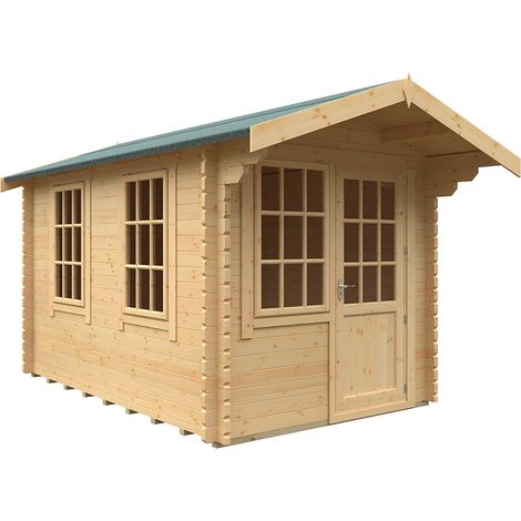 12x8w The Carrington Plus 44mm Cabin - L355 x W235 x H251.3 cm - Solid Wood/Softwood/Pine - Natural