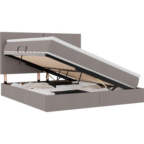 Maison Exclusive - LED-Speicherbett mit Matratze Taupe 180 x 200