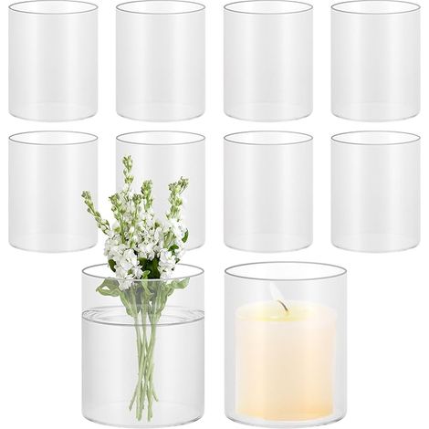 vases cylindriques en Verre 8,5 x 10 cm, Fleurs Transparent, Droit, Petit Format, Bougies, Photophore, Centre de Table Mariage, Décoration de Table (1/5)