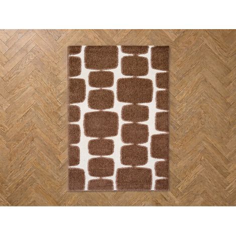 BOBOCHIC - Tapis poils longs CHINO motif abstrait  120x170 Marron