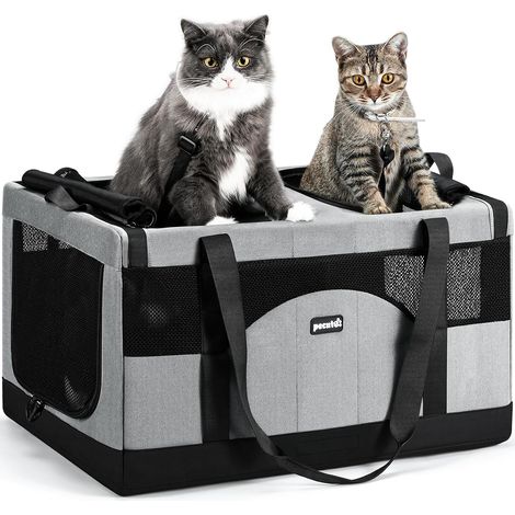 Sac de Transport Chat Pliable Grand pour 2 Chats, Gris (1/5)