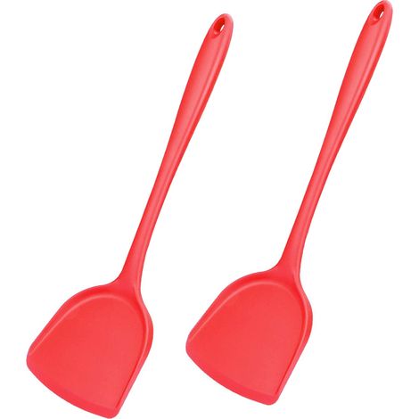 Spatule Wok - Silicone Alimentaire - Résistant à 230 °C - Sans Jointure - Pour Poêles Antiadhésives - Lot de 2 (1/5)