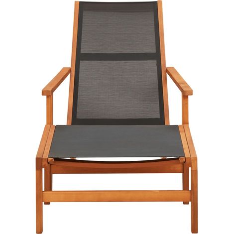 Chaise de jardin Chaise d'extérieur et repose-pied Eucalyptus solide et textilène (1/5)