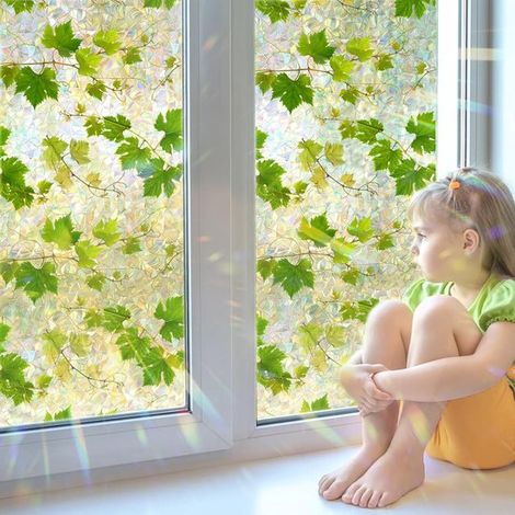 Pellicola oscurante autoadesiva colorata per porte e finestre - pellicola antiurto bifacciale, decorata con motivi vegetali naturali, 40 x 200 cm. (1/5)