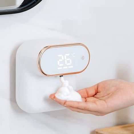 Wandmontierter Handdesinfektionsmittelspender, 350 ml, weißer, berührungsloser Seifenspender mit intelligentem Infrarotsensor, für Zuhause, Badezimmer, Schule, Büro oder Hotel. – AquaForge (1/5)