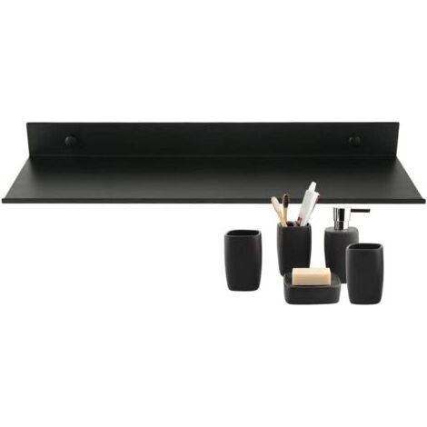 Noir 40cm. Étagère Rectangulaire en Aluminium Mat Tablette Murale Robuste Ultra-Mince Support de Rangement Mural Élégant pour Cosmétiques (1/5)