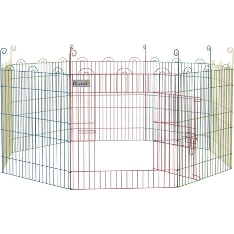 Recinto da esterno per cuccioli, area giochi, design modulare, chiudibile a chiave, in acciaio, 156 cm di diametro x 60 cm di altezza, disponibile in diversi colori, montaggio in loco. (1/5)
