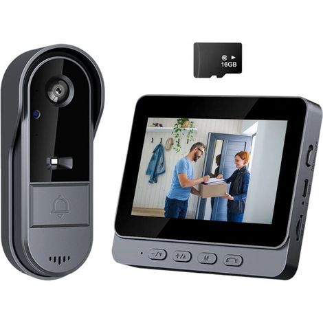 Système d'interphone vidéo sans fil IP65 - Caméra haute définition 1080P - Grand écran IPS 4,3 pouces - Large angle de vue 170° - Parfait pour portes d'entrée